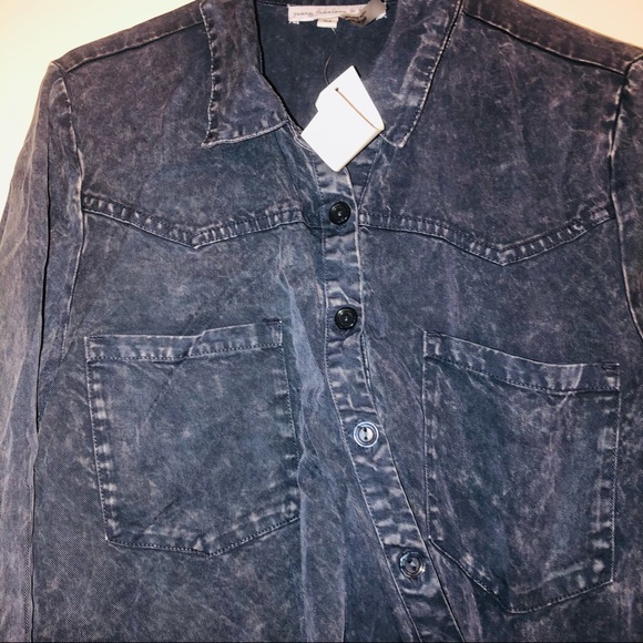 Young Fabulous & Broke Blue Tencel Shirt Dress Long Sleeve Size M - Picture 6 of 14